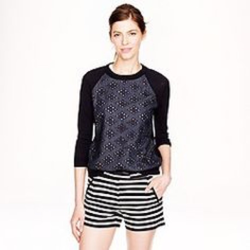 JCrew Textured Stripe Short in Navy